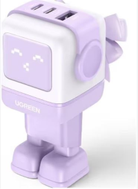 UGREEN USB-A+2*USB-C 65W Robot GaN Tech Fast Charger-Purple
